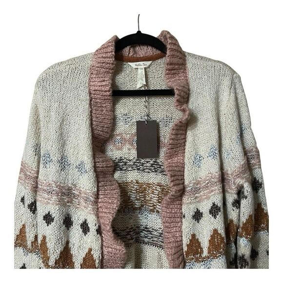 Matilda Jane Size L Just Imagine Jacie Womens Knit Winter Ruffled Cardigan New - Picture 2 of 5